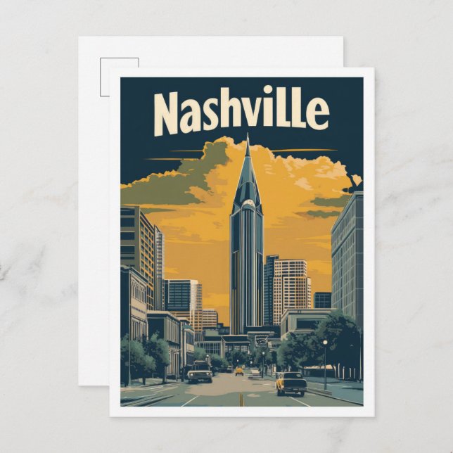 Nashville Tennessee US Vintage Travel Illustration Postkarte (Vorne/Hinten)