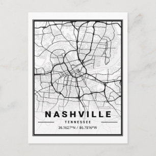 Nashville Tennessee USA Travel City Map Postkarte