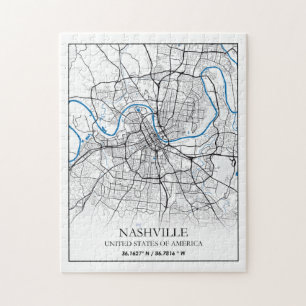 Nashville Tennessee USA Travel City Map Puzzle
