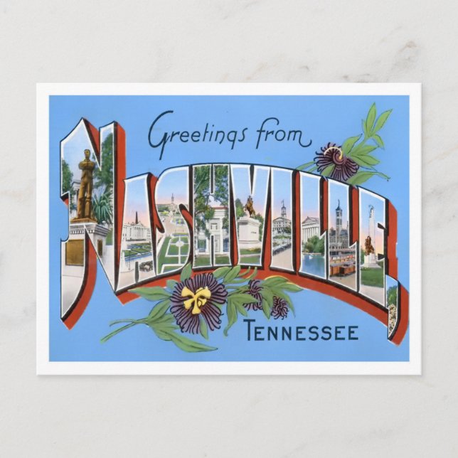 Nashville, Tennessee Vintag Big Letters Postcard Postkarte (Vorderseite)