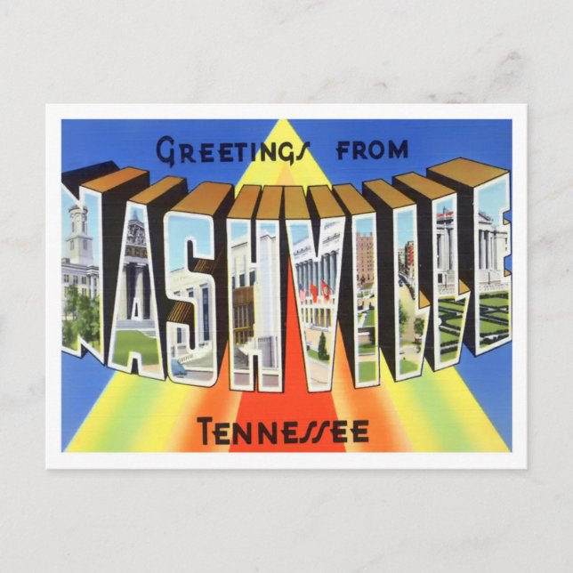 Nashville, Tennessee Vintag Big Letters Postcard Postkarte (Vorderseite)