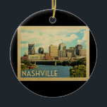 Nashville Tennessee Vintage Reise Keramik Ornament<br><div class="desc">Das Nashville Tennessee Design im Stil von Vintage Travel bietet eine Skyline-Aussicht auf die Stadt.</div>