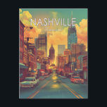 Nashville Tennessee Vintage Reise Postkarte<br><div class="desc">Genießen Sie den Charme von Music City mit dieser Postkarte im Vintagen Stil Nashville. Dieses Retro-Poster-Design mit farbenprächtigen Sonnenuntergängen über dem Broadway,  einem alten Wagen und ikonischen Sehenswürdigkeiten eignet sich ideal für Nostalgie-Liebhaber und Tennessee-Liebhaber. Schicken Sie ein Stück Nashville-Geschichte an Freunde und Verwandte oder behielt es als Sammelbegriff.</div>