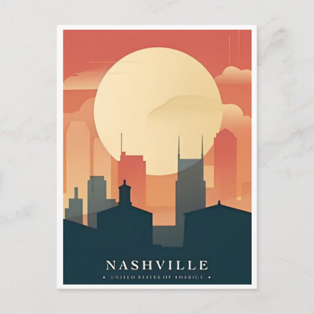Nashville Tennessee Vintage Reiseziel Stadt Retro Postkarte (Vorderseite)