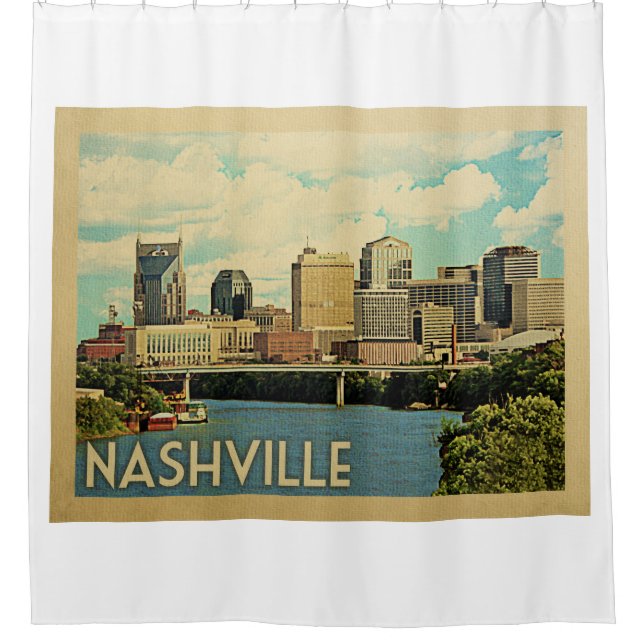 Nashville Tennessee Vintage Travel Duschvorhang (Vorderseite)