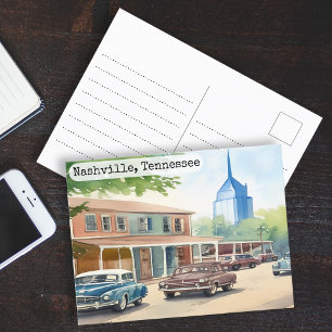 Nashville, Tennessee Vintage Wasserfarben Reise Postkarte