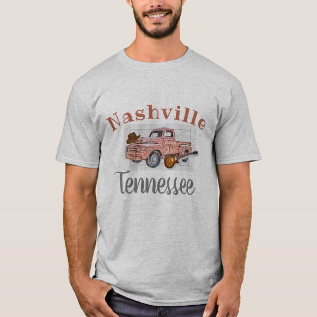 "Nashville Tennessee" Vintager Lkw und Gitarre T-Shirt (Vorderseite)