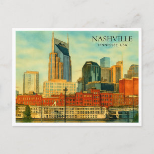 Nashville Tennessee Watercolor Skyline Feiertagspostkarte