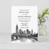 Nashville Tennessee Watercolor Skyline Wedding