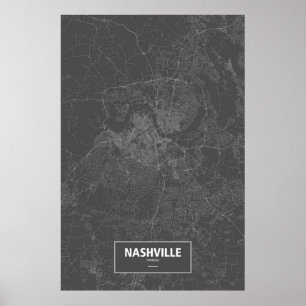Nashville, Tennessee (weiß auf Schwarzem) Poster