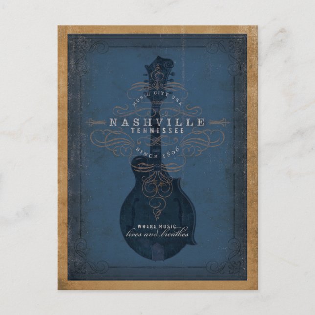 Nashville, TN - Blue Mandolin Postkarte (Vorderseite)