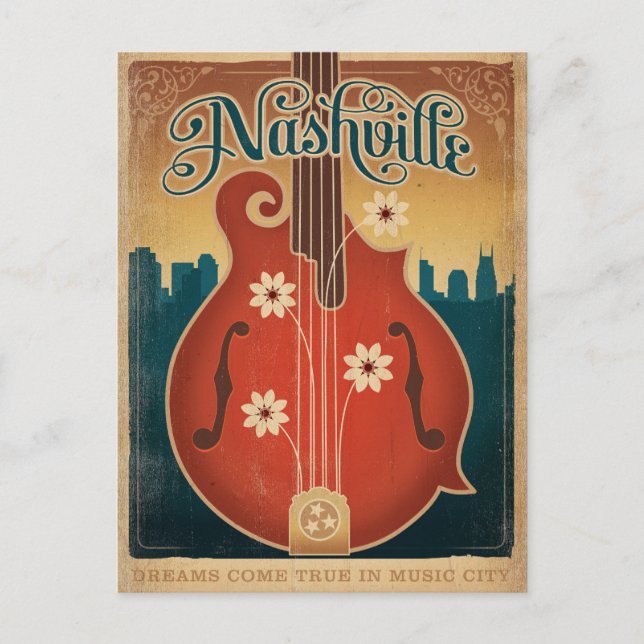 Nashville, TN - Flower Mandolin Postkarte (Vorderseite)
