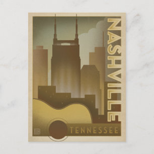 Nashville, TN - Gitarren-Silhouette Postkarte
