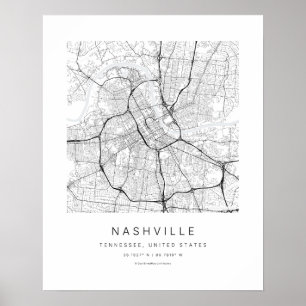 Nashville TN Minimalistische Stadtplan-Kunstprint Poster