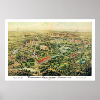 Nashville TN Panorama Karte DIGITAL ENTFERNT Poster
