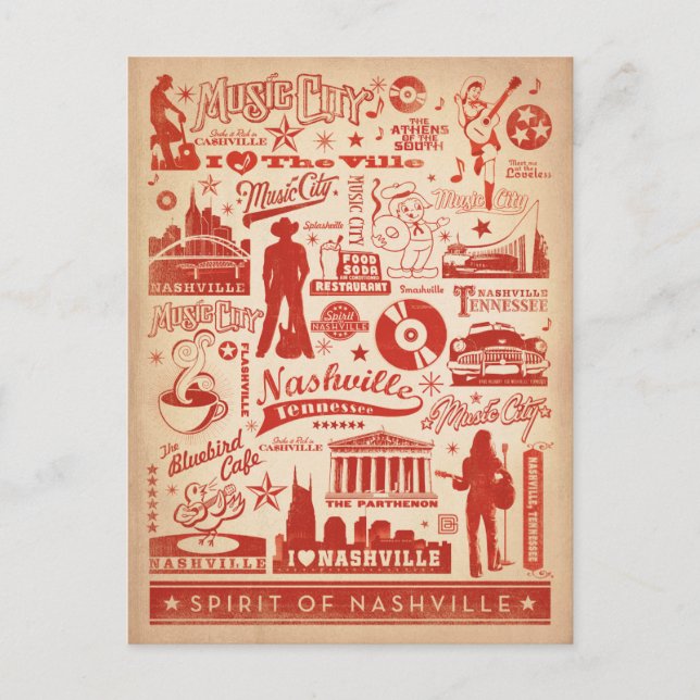 Nashville, TN - Pattern Print Postkarte (Vorderseite)