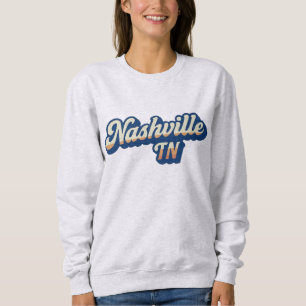 Nashville TN Retro Sunset Script Design - Vintag Sweatshirt