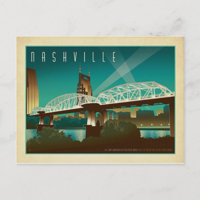 Nashville, TN - Shelby St Bridge Postkarte (Vorderseite)