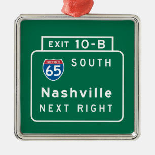 Nashville, TN-Verkehrsschild Silbernes Ornament