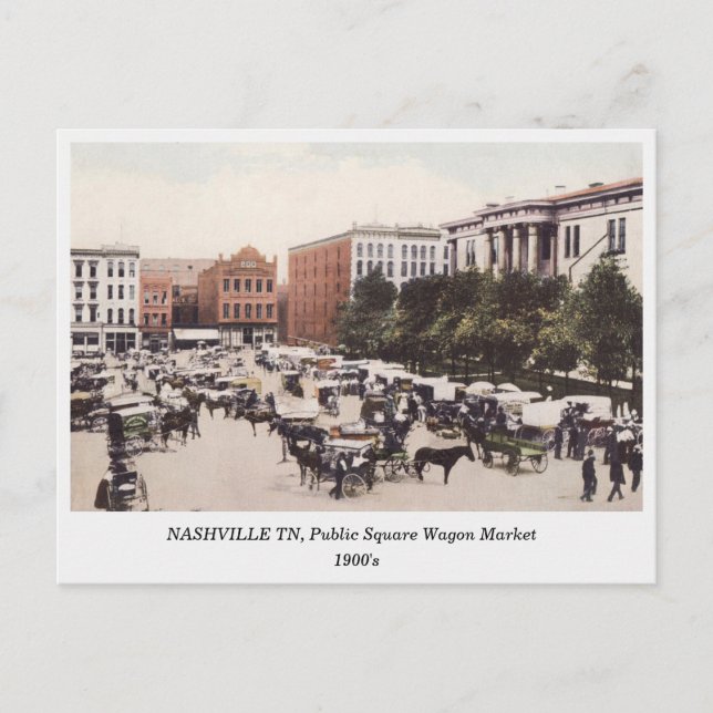 Nashville TN, Wagon Market 1900er Postkarte (Vorderseite)