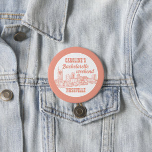 Nashville Toile Junggesellinnenabschied Korallenro Button
