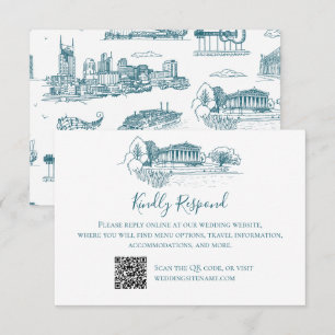Nashville Toile Twilight auf Weiß Dankeskarte