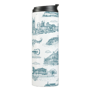 Nashville Toile Twilight auf Weiß Thermosbecher