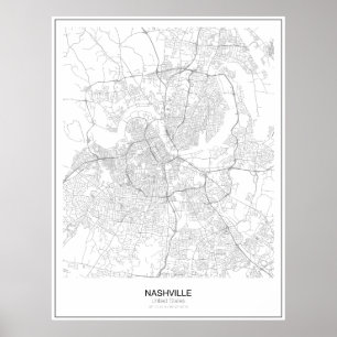 Nashville, United Staaten Minimalistisch Map Poste Poster