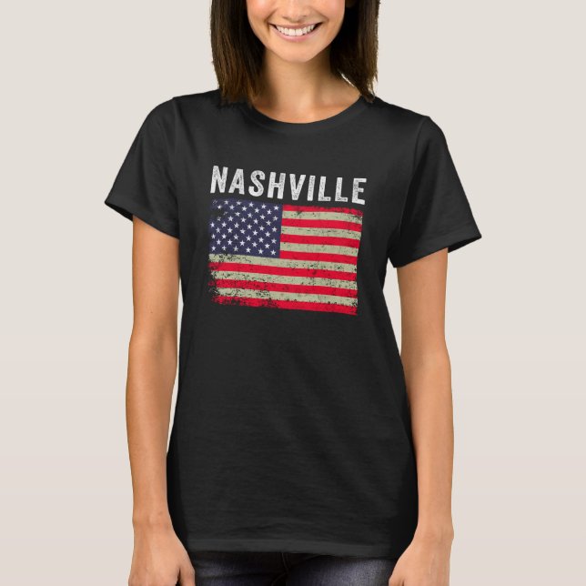 Nashville USA - Amerikanische Flagge - Vintag T-Shirt (Vorderseite)