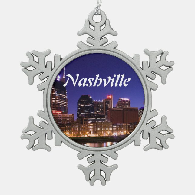 Nashville-Verzierung Schneeflocken Zinn-Ornament (Vorderseite)