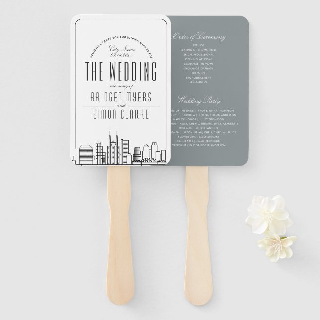 Nashville Wedding | Hochzeitsprogramm Hand Fan Fächer (Vorne und Hinten)