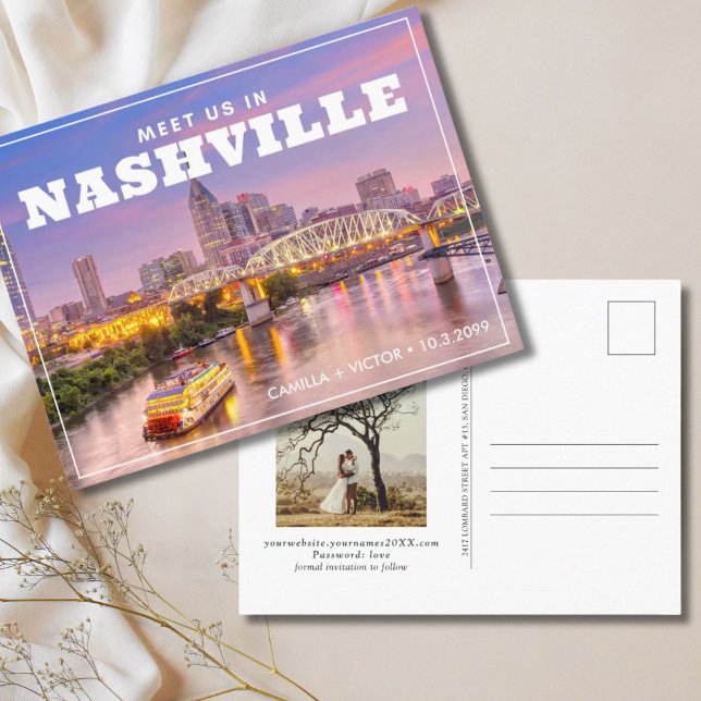 Nashville Wedding Save the Date Postcard Einladung Postkarte (Nashville wedding save the date postcard)