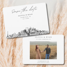 Nashville Wedding Skyline Save the Date