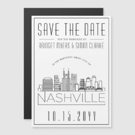 Nashville Wedding | Stilisierte Skyline Save the D Magneteinladung