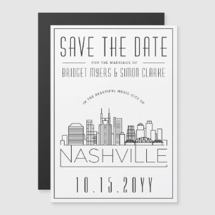 Nashville Wedding   Stilisierte Skyline Save the D Magneteinladung