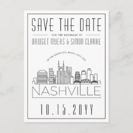 Nashville Wedding | Stilisierte Skyline Save the D Postkarte