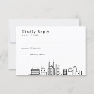 Nashville Wedding Stilisierte Skyline-UAWG RSVP Karte