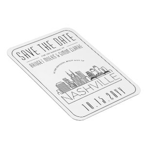 Nashville Wedding Stylized Skyline Save the Date Magnet