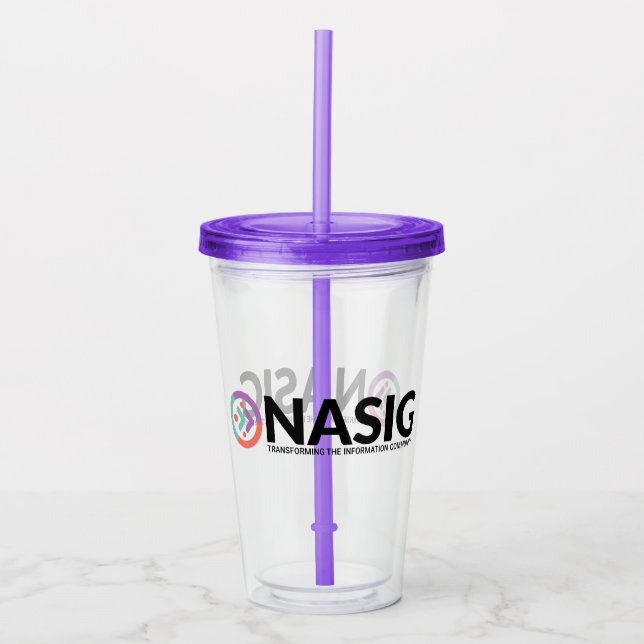 NASIG Logo-Trommel mit Stroh Acryltrinkbecher (Vorderseite)