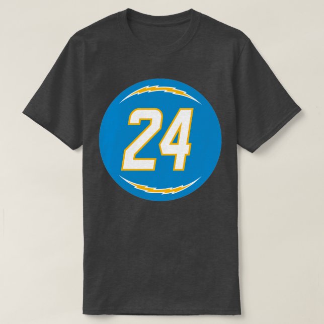 Nasir Adderley Number 24 Jersey Los Angeles Charge T-Shirt (Design vorne)