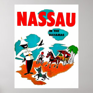 Nassau auf den Bahamas, Vintage-Reise Poster