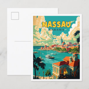 Nassau Bahama Vintage Illustration Postkarte