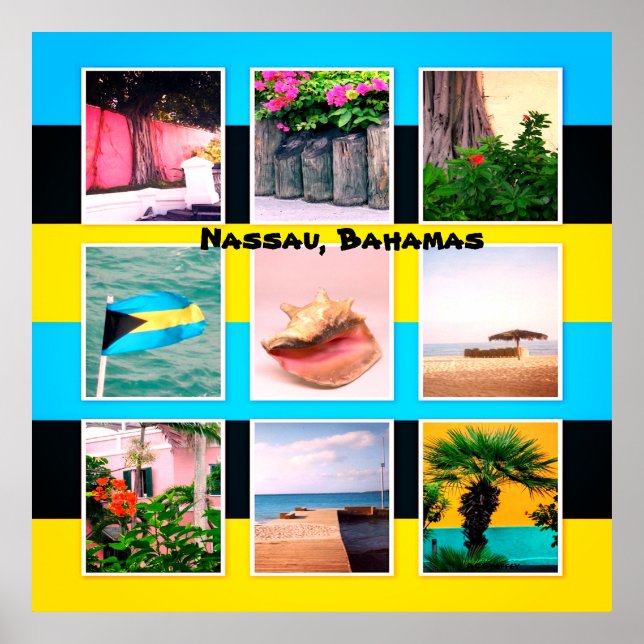 Nassau, Bahamas FotoCollage Poster (Vorne)