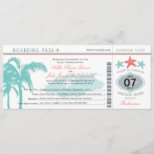 Nassau Bahamas Hochzeit-Boarding-Pass Einladung