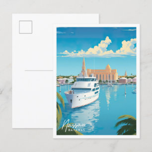 Nassau Bahamas Kunst Vintage Reiseillustration Postkarte