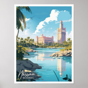 Nassau Bahamas Reiseort Illustration Poster