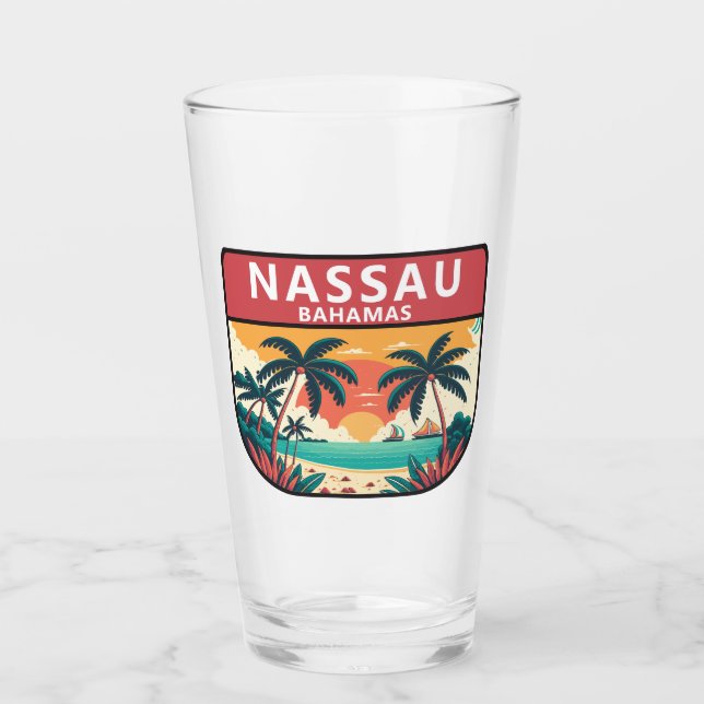 Nassau Bahamas Retro Emblem Glas (Vorderseite)