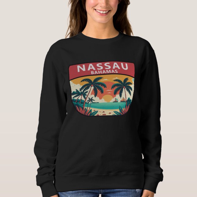 Nassau Bahamas Retro Illustrated Ocean Vintage Sweatshirt (Vorderseite)