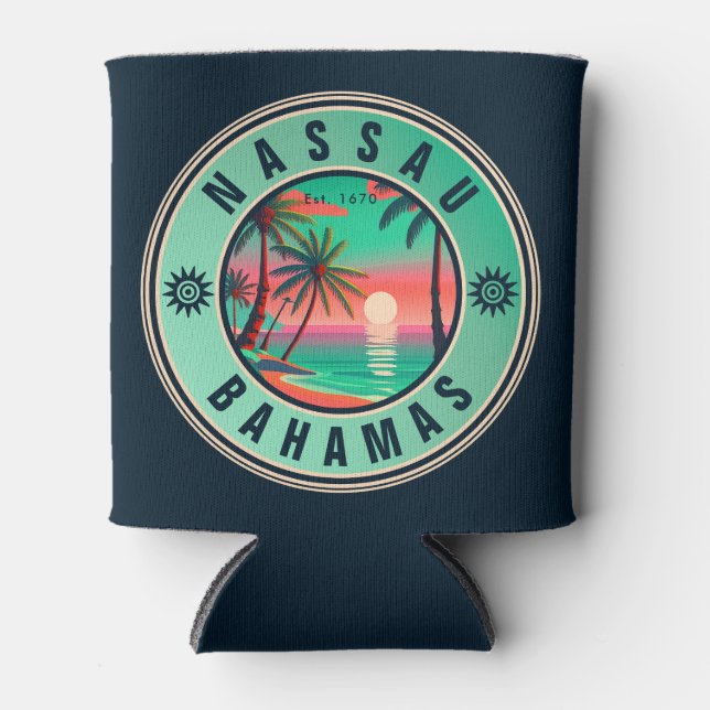 Nassau Bahamas Retro Reise Souvenir 1950er Dosenkühler (Vorderseite)