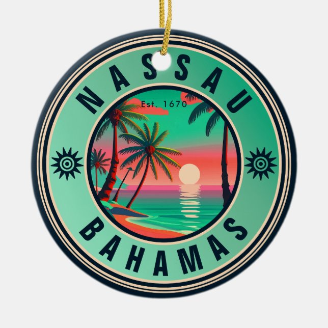 Nassau Bahamas Retro Reise Souvenir 1950er Keramik Ornament (Vorne)